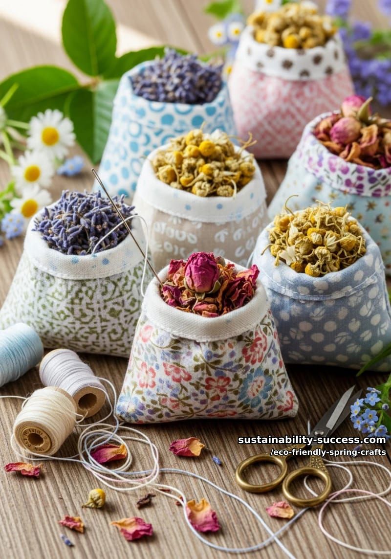 stitch wildflower sachets from fabric scraps and dried petals 1