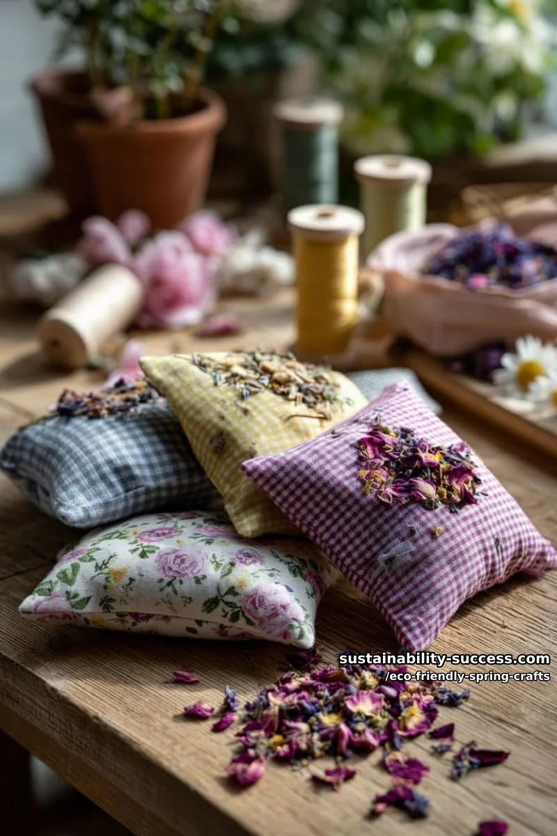 stitch wildflower sachets from fabric scraps and dried petals 1