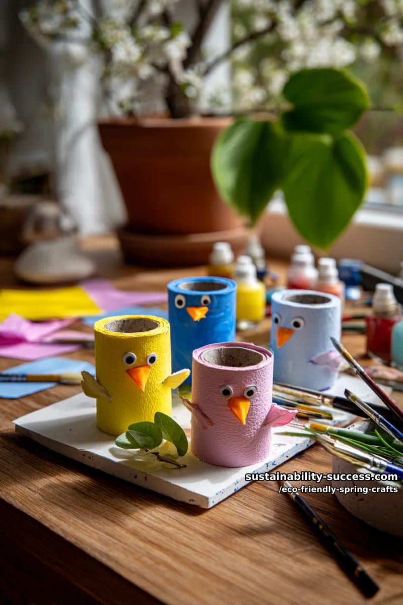 upcycle toilet paper rolls into chirpy spring birds with paint 1