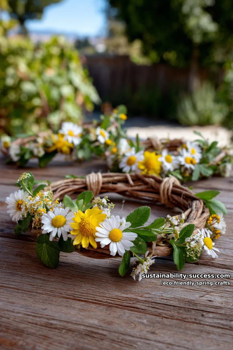 weave wildflower crowns from natural twine and backyard blossoms 1