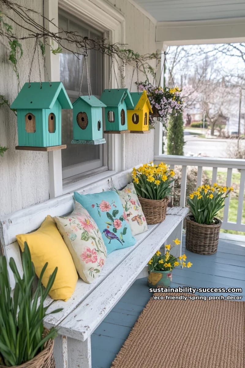 birdhouses crafted from reclaimed wood painted in vibrant spring hues 1
