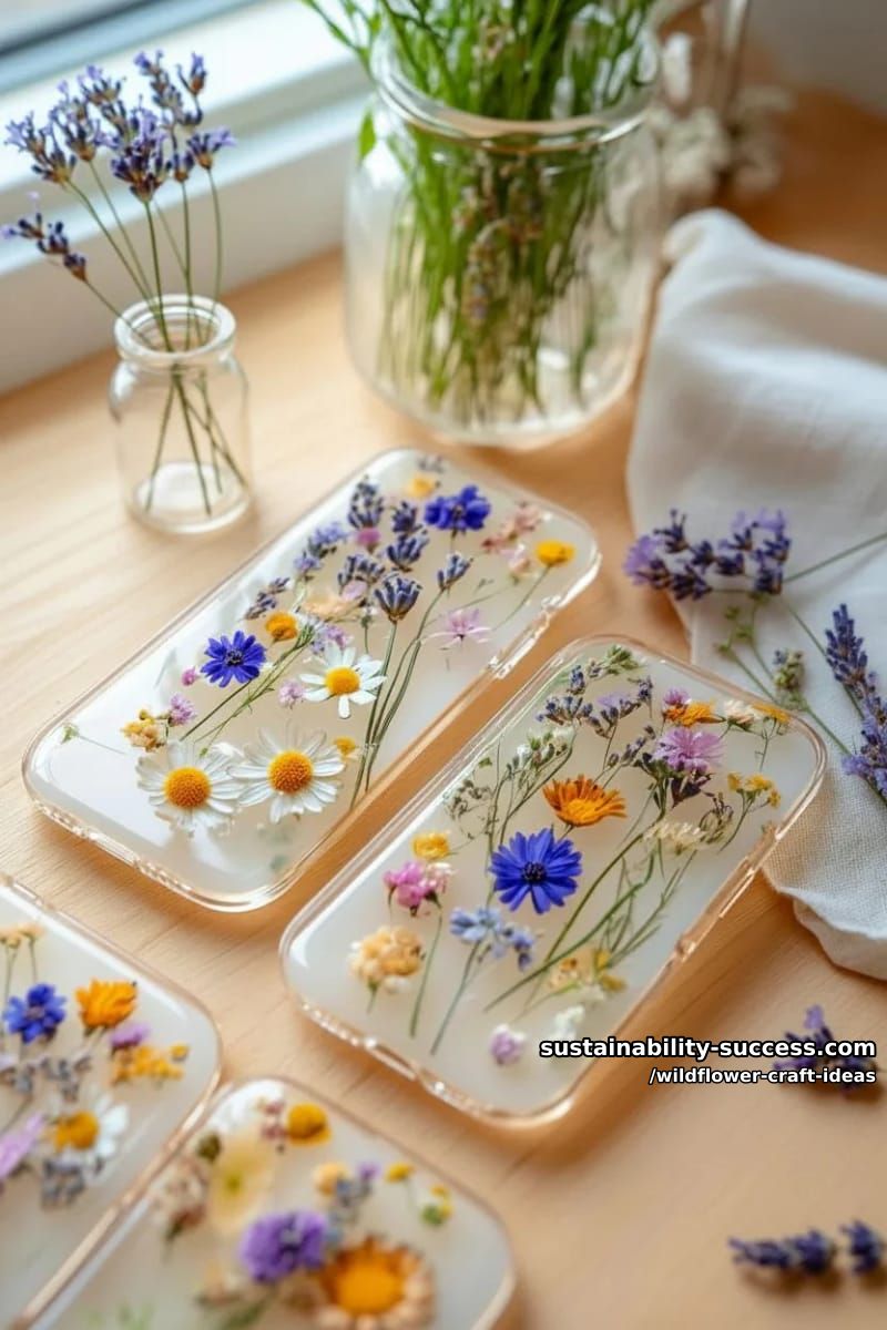 botanical phone cases showcasing preserved wildflowers under clear resin 1