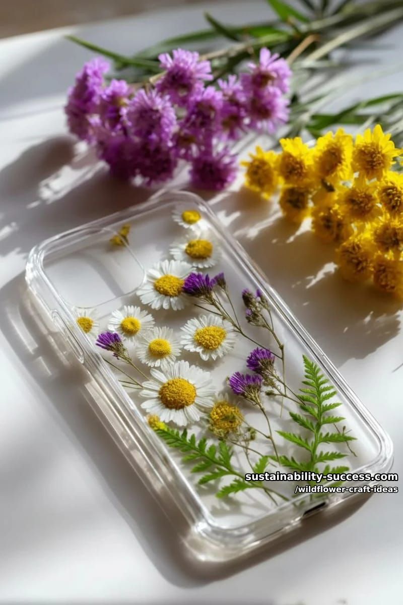 botanical phone cases showcasing preserved wildflowers under clear resin 1