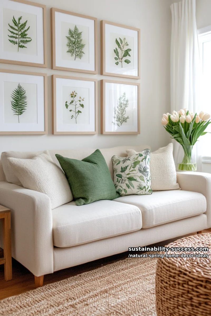 botanical prints in natural oak frames for a soothing gallery wall 1