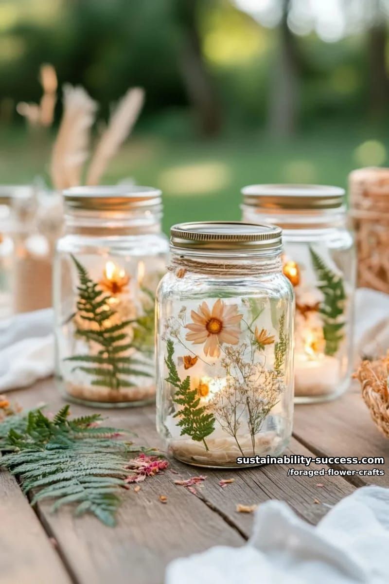 diy flower lanterns with pressed petals sealed in glass jars 1