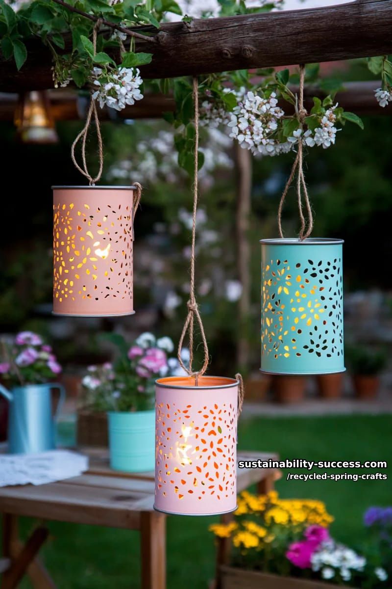 diy garden lanterns from perforated tin cans 1
