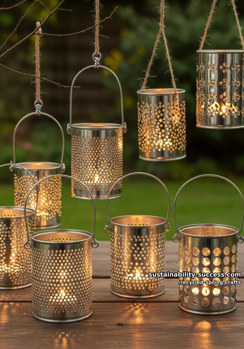 diy garden lanterns from perforated tin cans 1