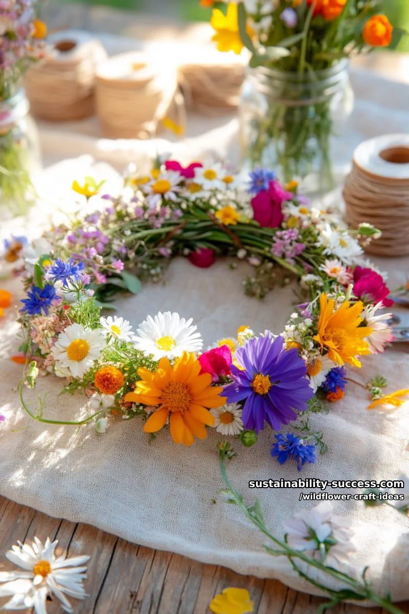floral crown woven from real wildflowers and natural grasses 1