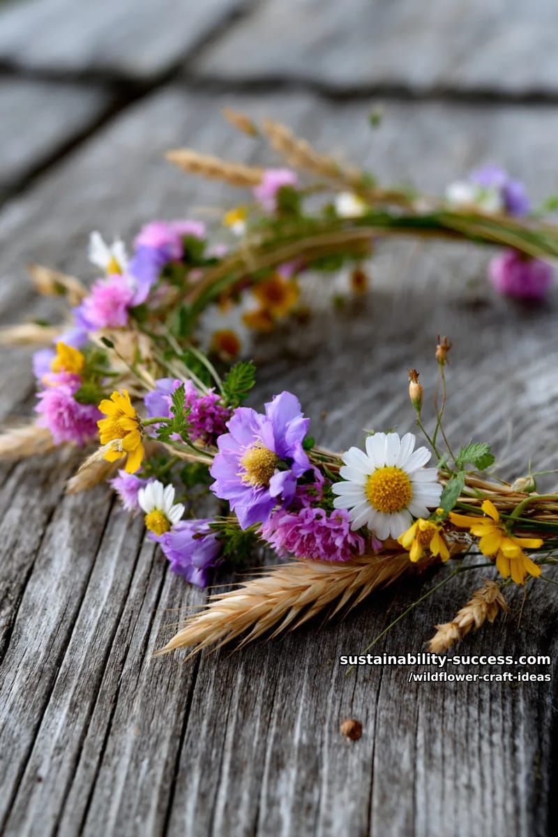 floral crown woven from real wildflowers and natural grasses 1