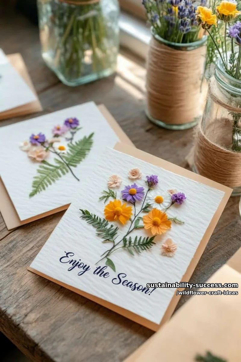 greeting cards adorned with pressed wildflowers and elegant calligraphy 1