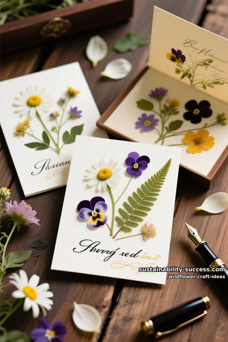 greeting cards adorned with pressed wildflowers and elegant calligraphy 1