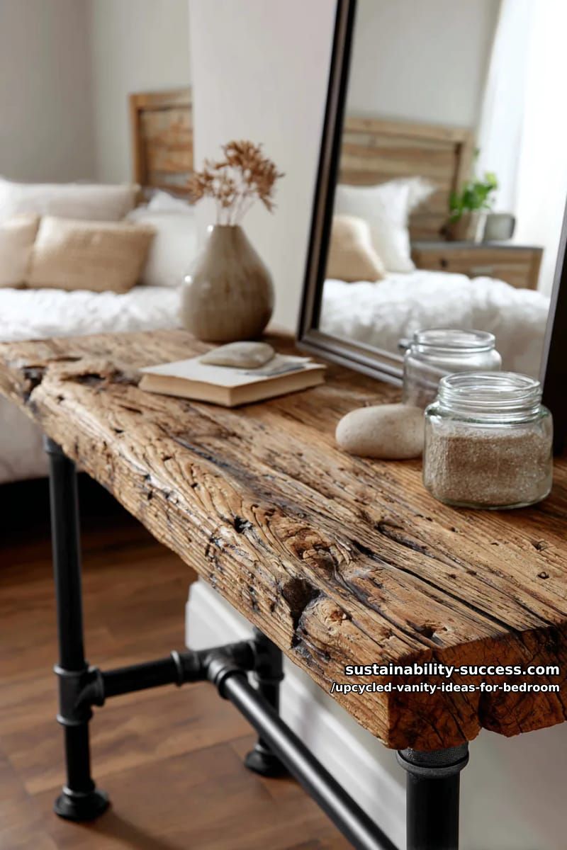 industrial pipe vanity legs paired with salvaged wooden cabinet top 1