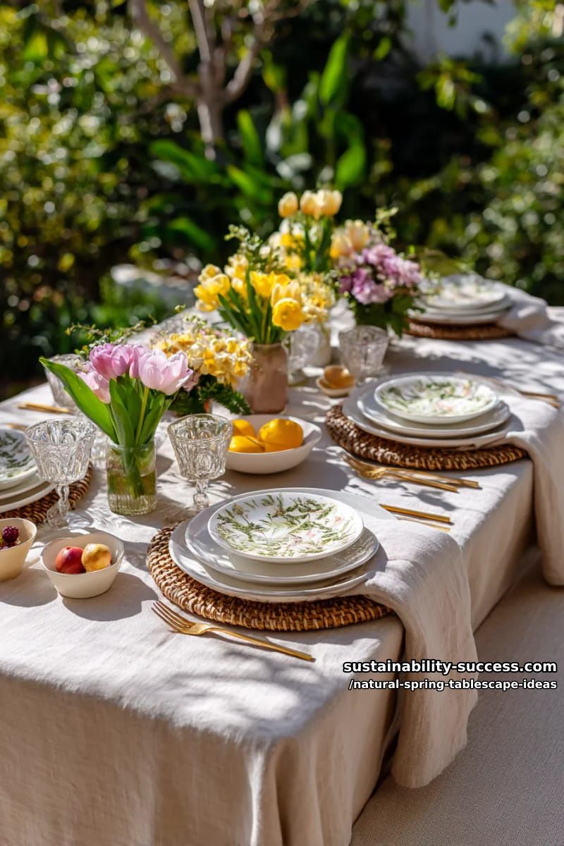 layered plate settings featuring botanical-printed salad plates 1