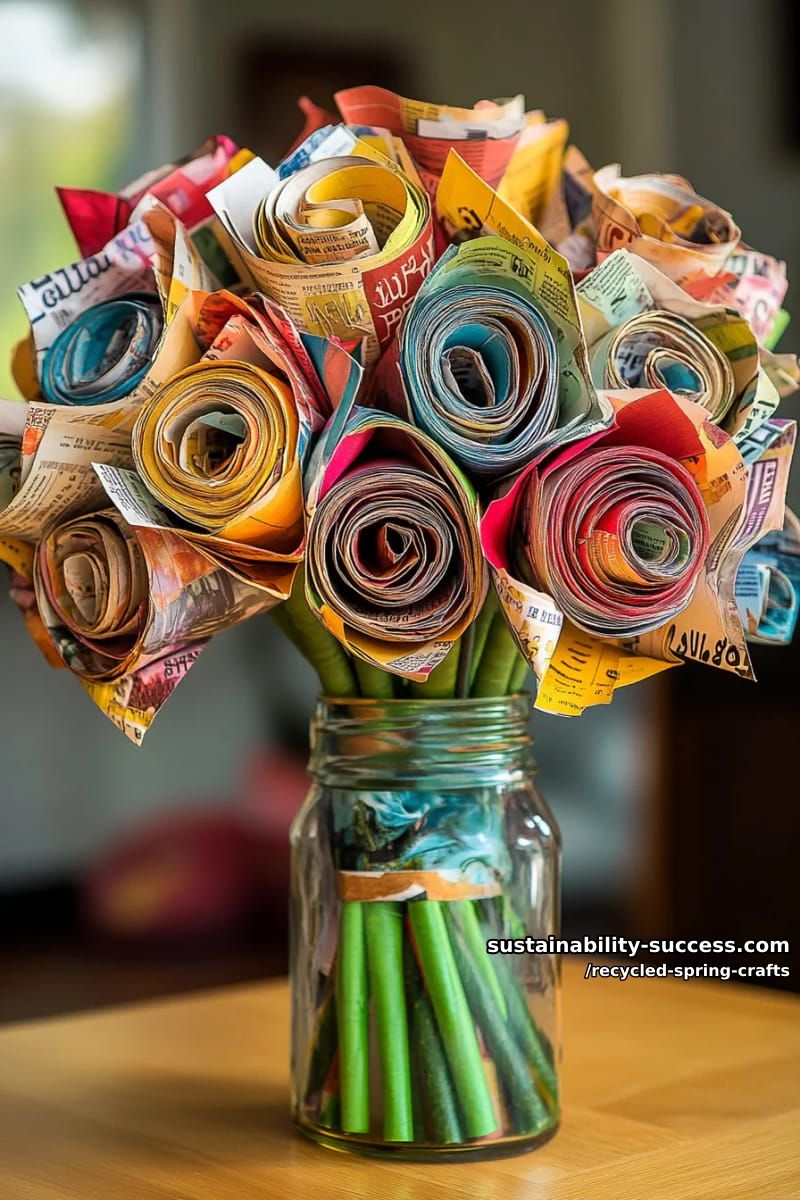 magazine roll flower bouquet centerpiece 42