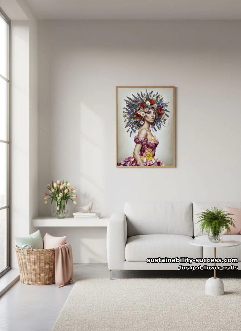 nature-inspired portrait with wildflower hair and petal-embellished dress 1