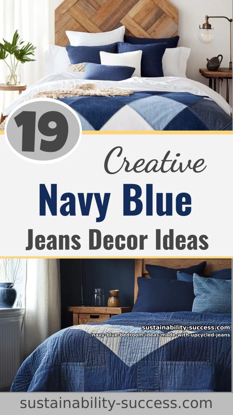Navy Blue Bedroom: 19 Decor Ideas Made with Upcycled Jeans 62 navy blue bedroom ideas made with upcycled jeans - Collage 61
