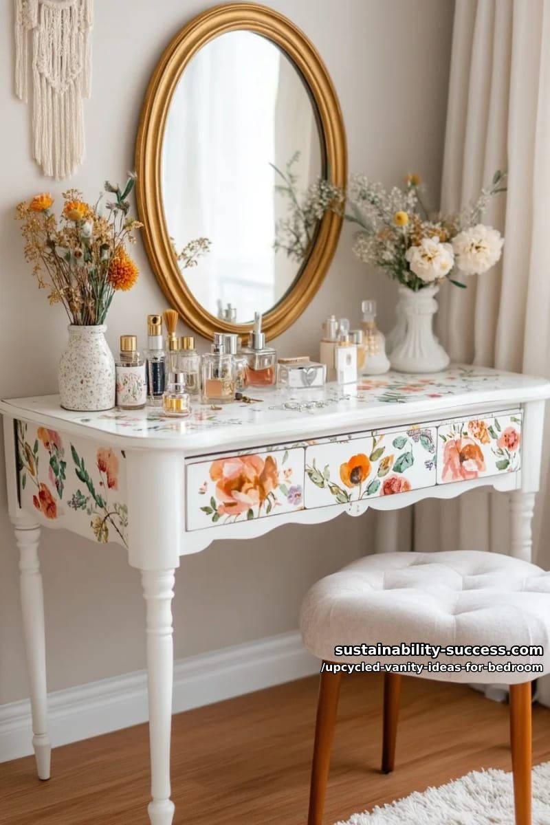 old sewing machine table transformed with floral wallpaper drawer liners 1