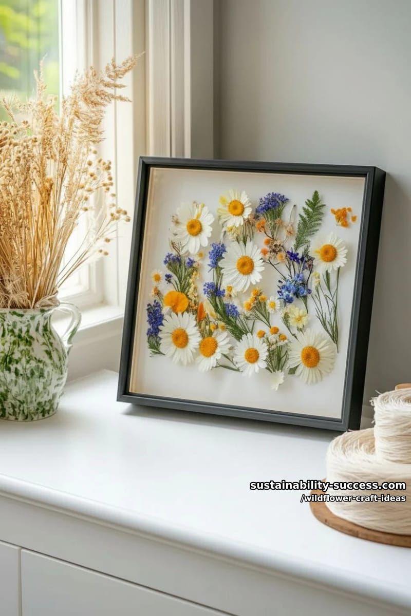 pressed wildflower art framed in minimalist shadowbox for a modern touch 1