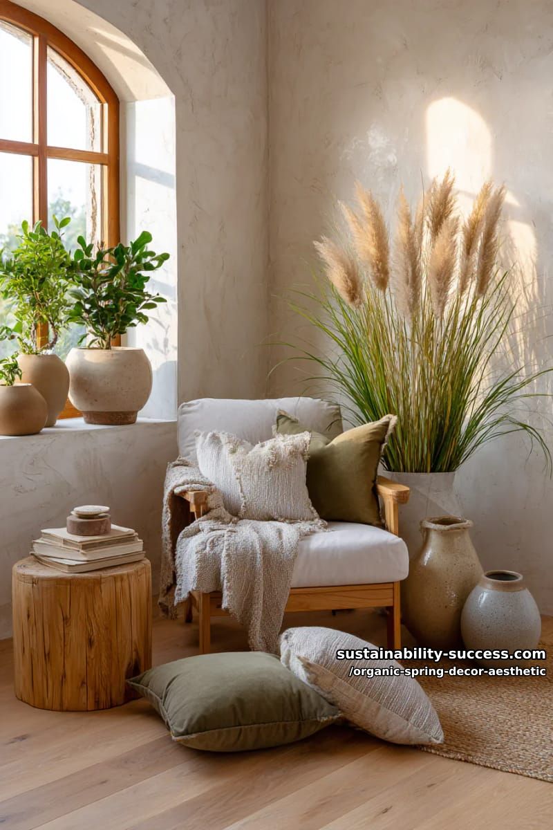 sun-dappled reading corners featuring pampas grass and clay vessels 1