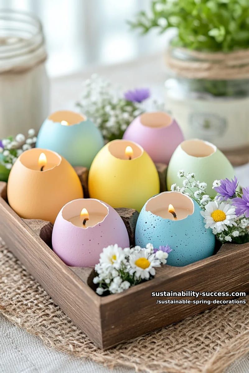 vibrant egg shells used as eco-friendly tealight candle holders 43