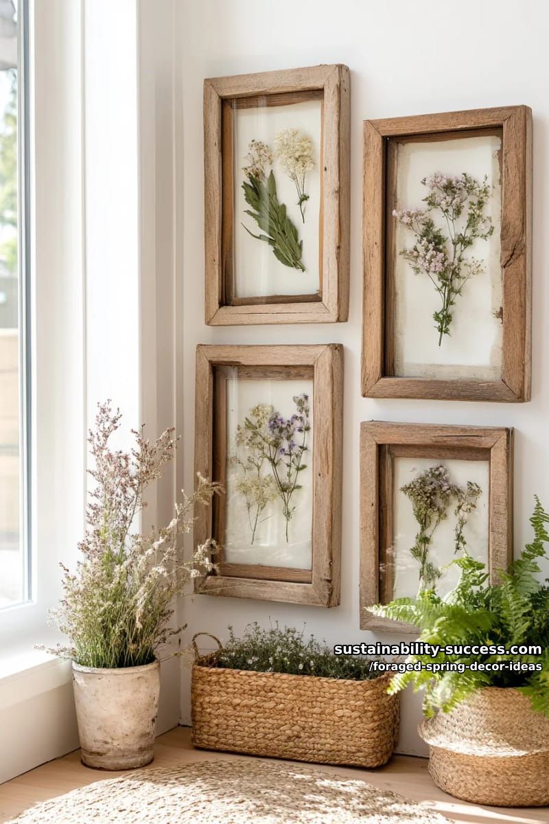 wall art using pressed wildflowers framed with reclaimed wood 1