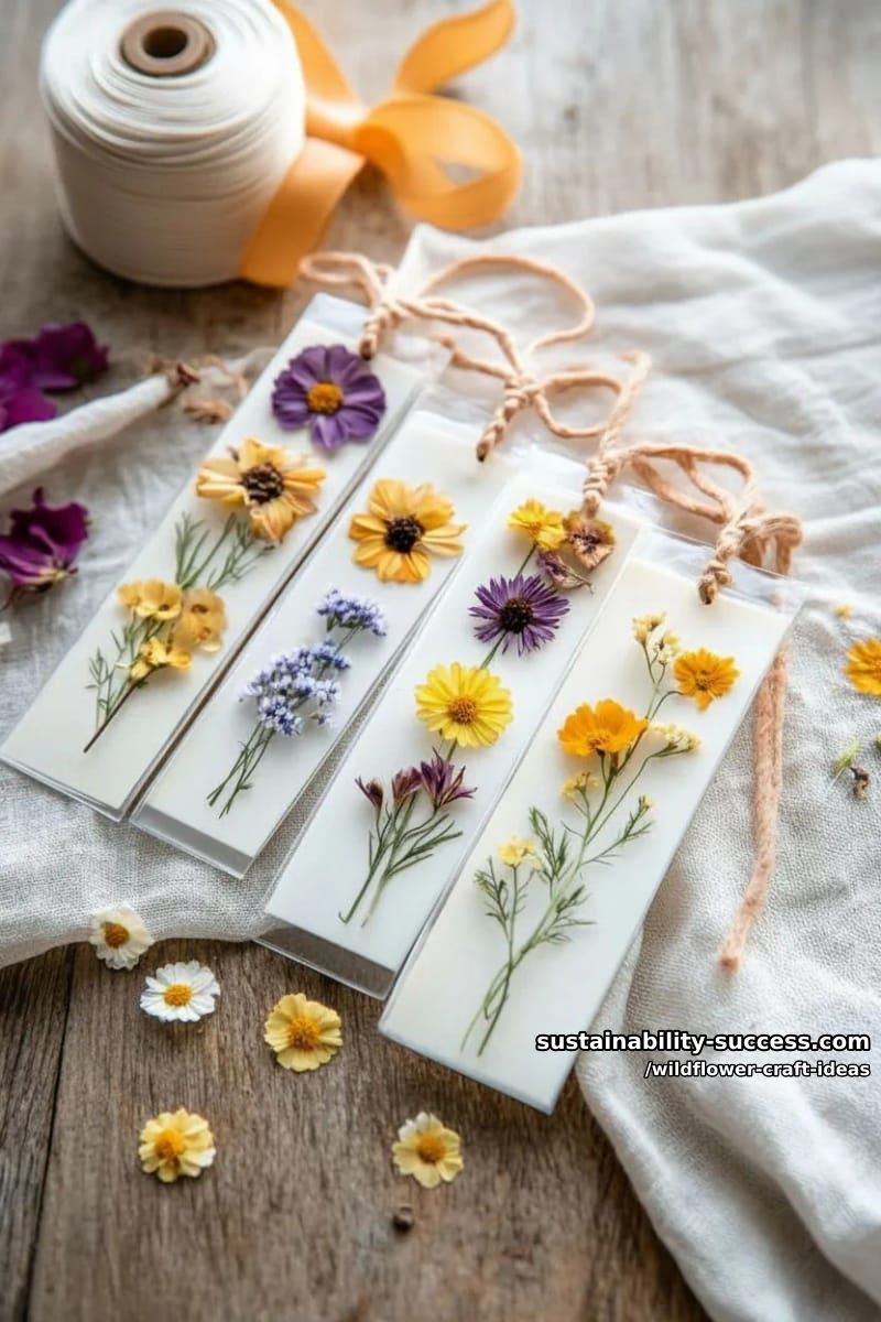 wildflower bouquet bookmarks with delicate ribbon tassels 1