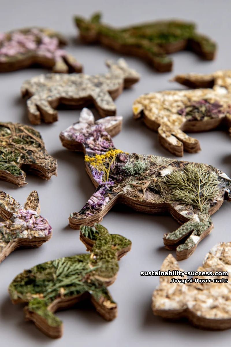 woodland animal silhouettes filled with dried blossoms and leaves 1