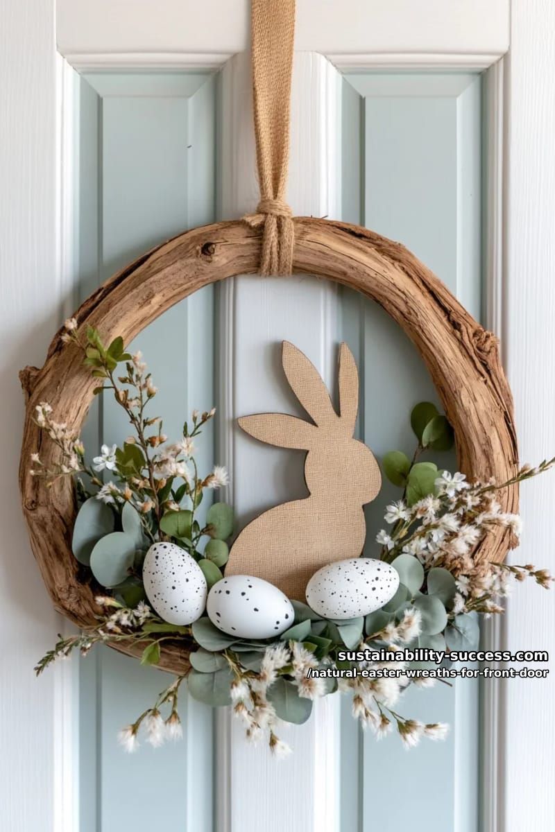 driftwood frame with bunny silhouette made from pampas grass 1