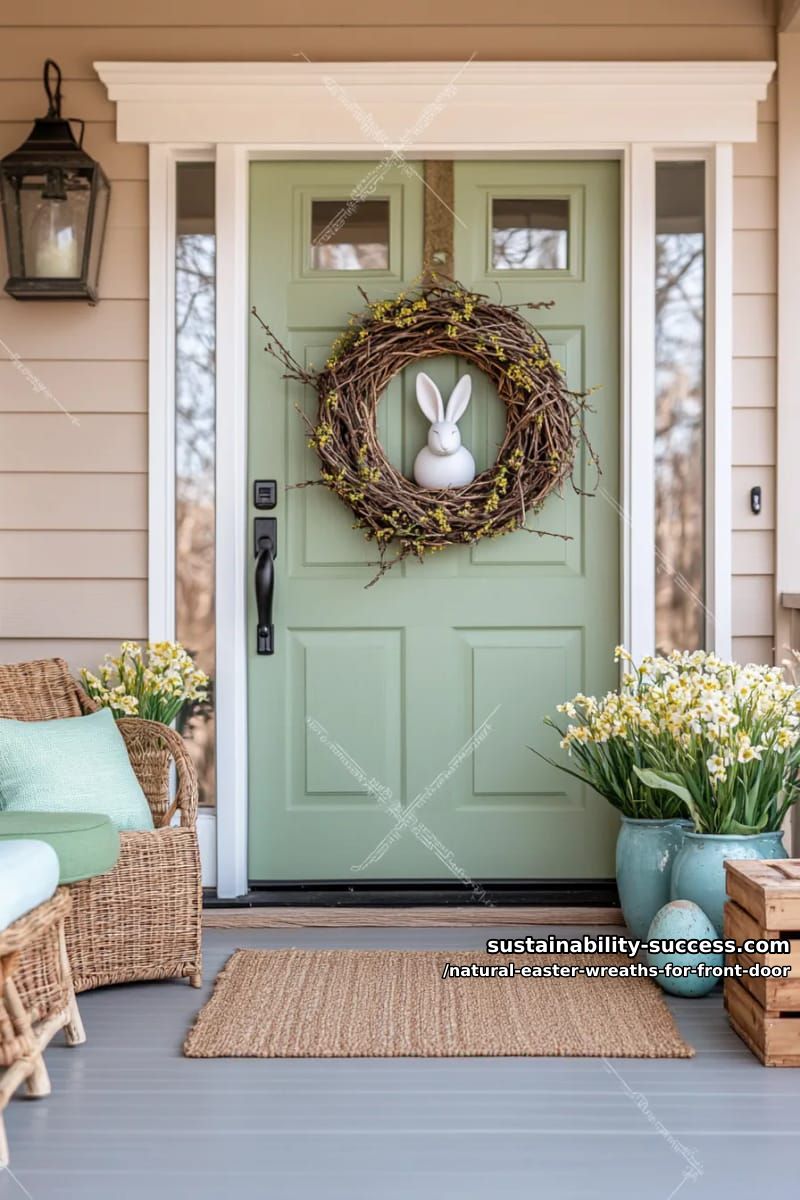 driftwood frame with bunny silhouette made from pampas grass 1