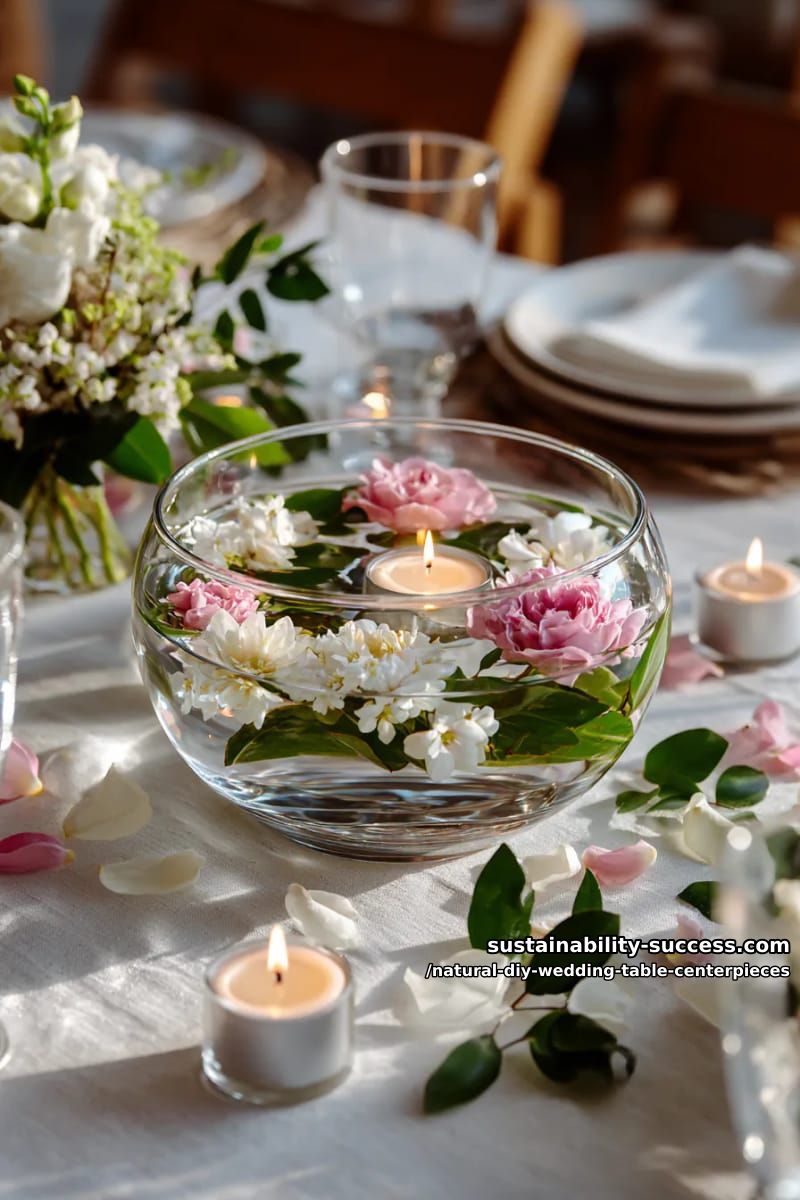 DIY And Crafts 8 floating flowers and tea lights in clear shallow bowls 14