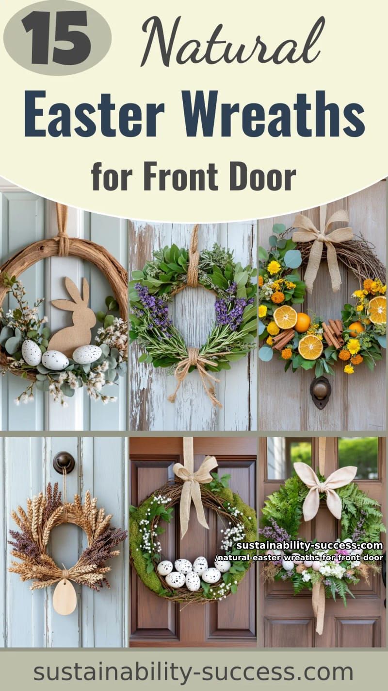 15 Natural Easter Wreaths For Front Door Using Moss, Twigs & Beautiful Earthy Textures 46 natural easter wreaths for front door - Collage 45