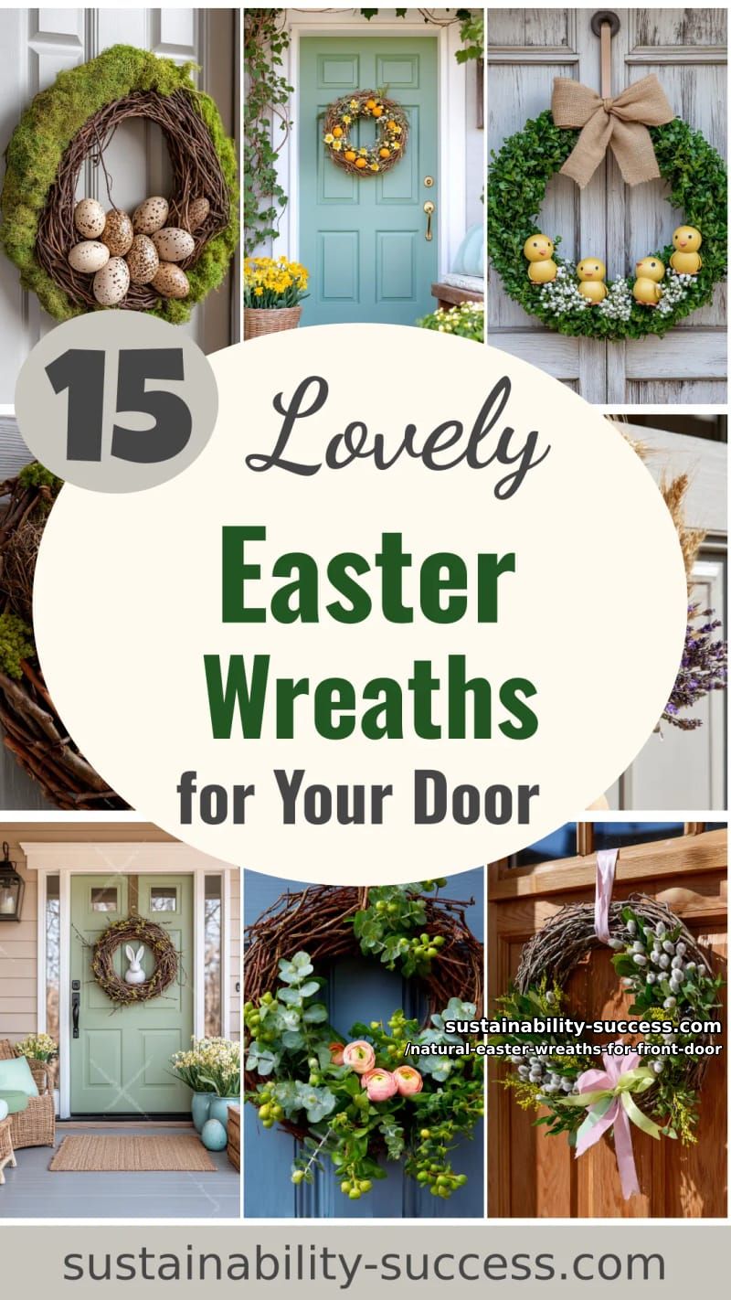 15 Natural Easter Wreaths For Front Door Using Moss, Twigs & Beautiful Earthy Textures 47 natural easter wreaths for front door - Collage 46