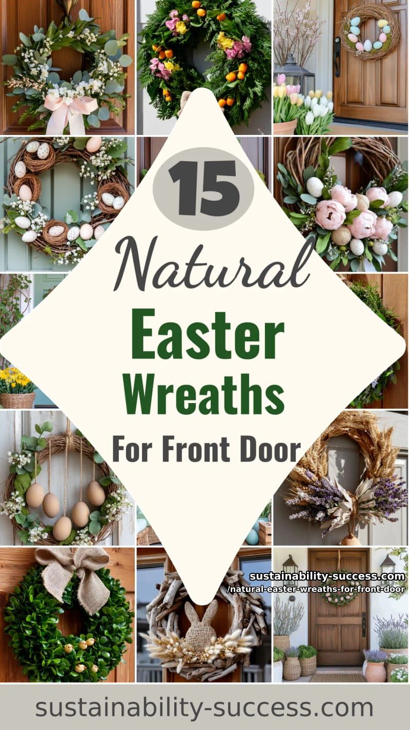 15 Natural Easter Wreaths For Front Door Using Moss, Twigs & Beautiful Earthy Textures 53 natural easter wreaths for front door - Collage 52