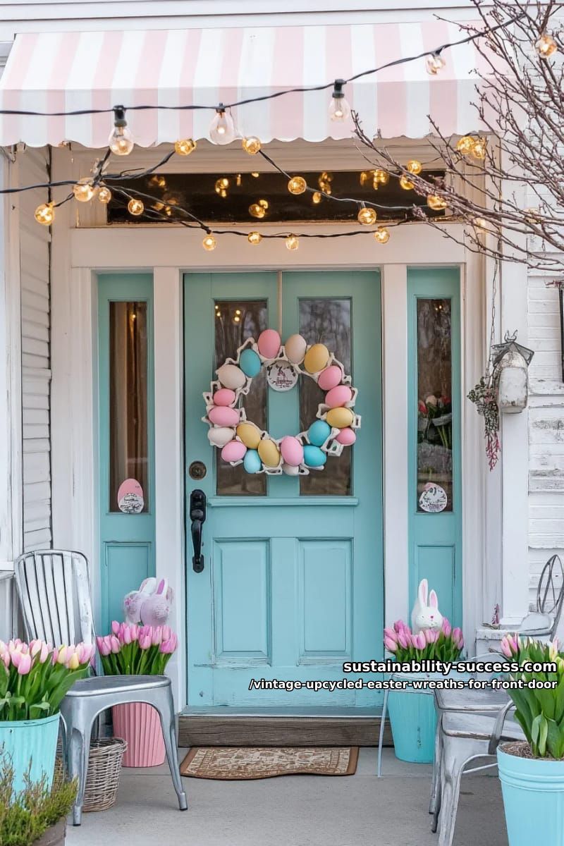 retro pastel egg carton wreath with hand-painted wooden eggs 1