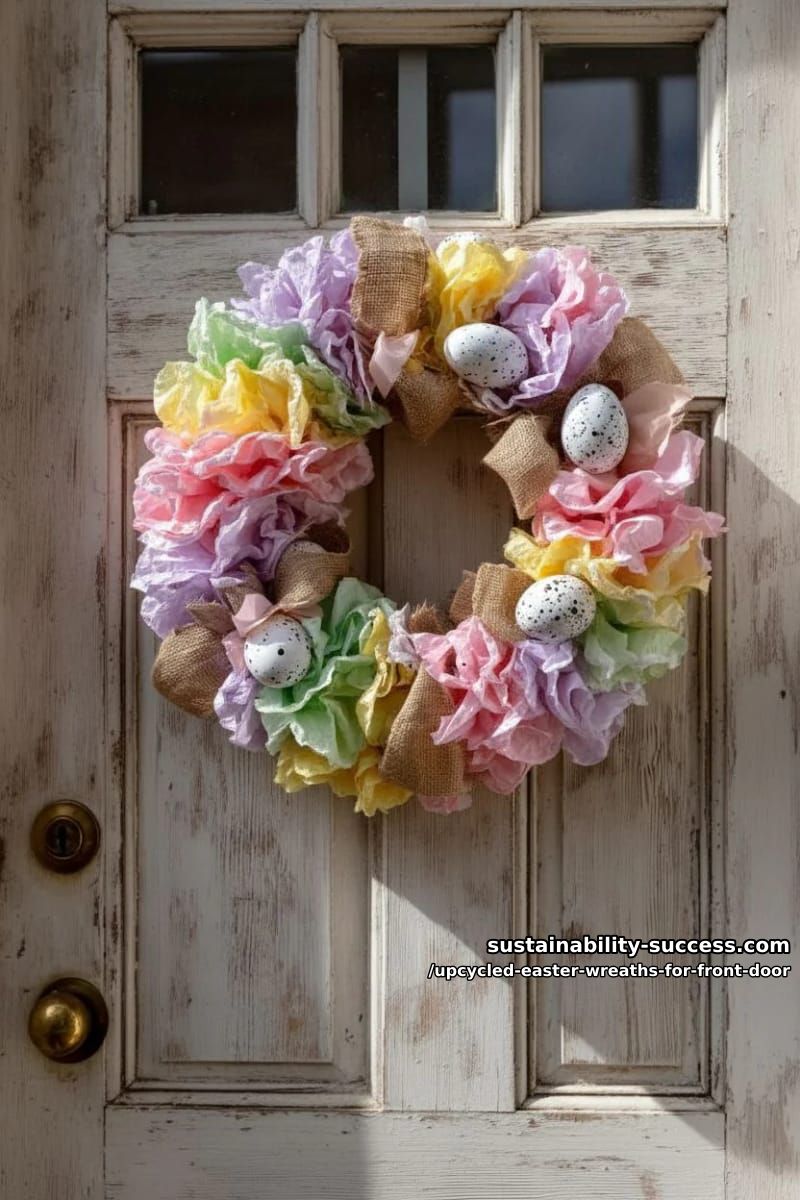 shabby chic wreath using coffee filters dipped in pastel dye 1