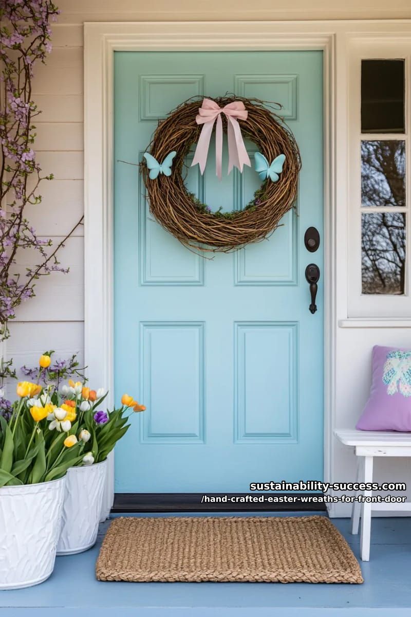 twisted willow base with pastel ribbon streamers and butterfly embellishments 1