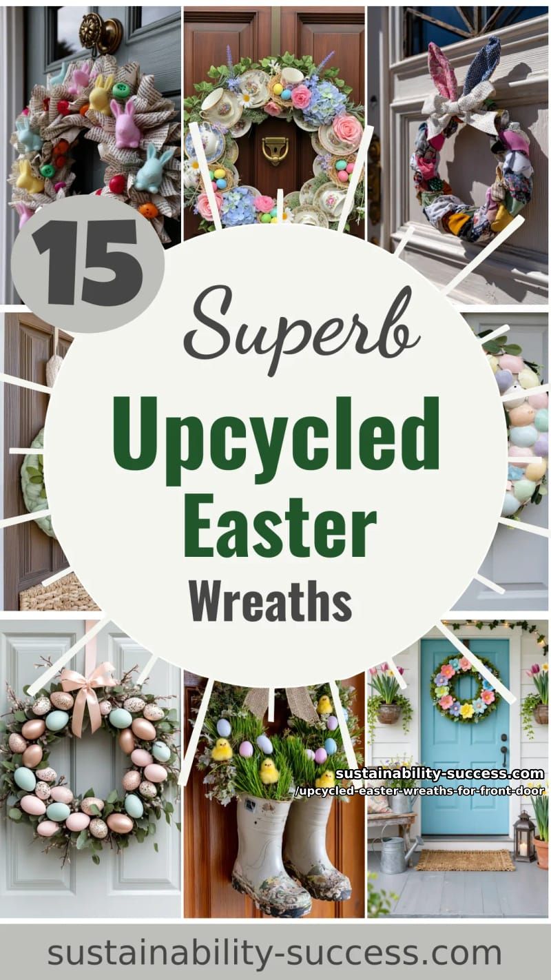 15 Upcycled Easter Wreaths For Front Door That Look Superb 52 upcycled easter wreaths for front door - Collage 51