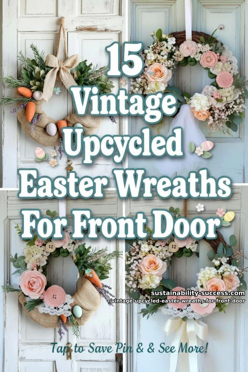 15 Vintage Upcycled Easter Wreaths For Front Door That Feel Cozy, Nostalgic & Fresh 41 vintage upcycled easter wreaths for front door - Collage 40