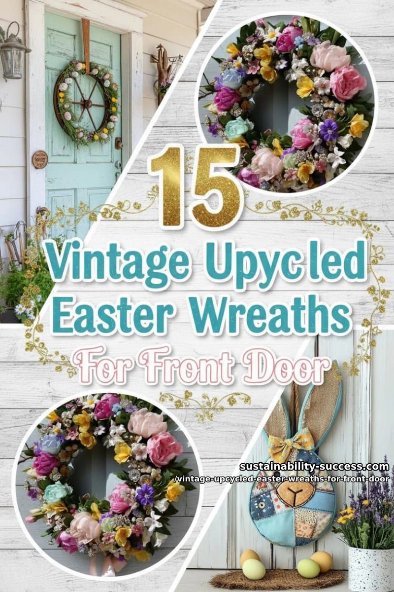 15 Vintage Upcycled Easter Wreaths For Front Door That Feel Cozy, Nostalgic & Fresh 42 vintage upcycled easter wreaths for front door - Collage 41