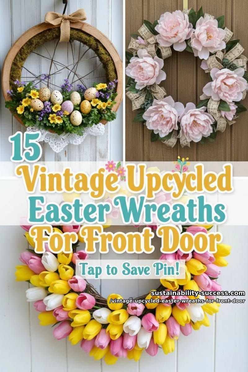 15 Vintage Upcycled Easter Wreaths For Front Door That Feel Cozy, Nostalgic & Fresh 44 vintage upcycled easter wreaths for front door - Collage 43