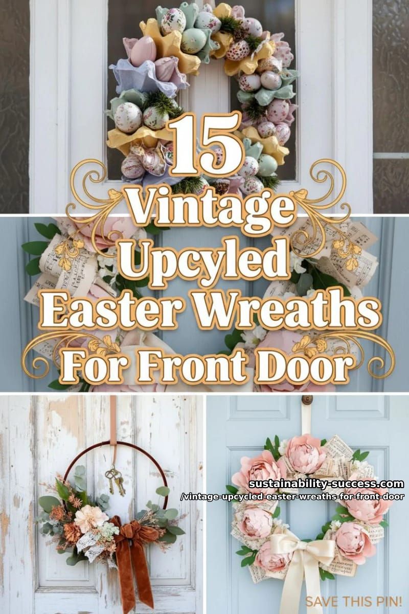 15 Vintage Upcycled Easter Wreaths For Front Door That Feel Cozy, Nostalgic & Fresh 45 vintage upcycled easter wreaths for front door - Collage 44