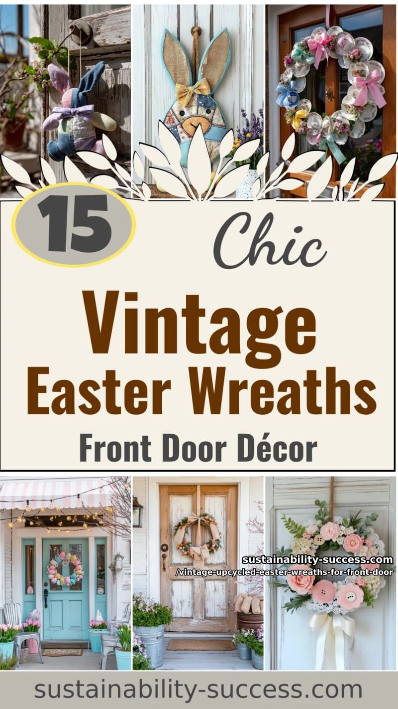 15 Vintage Upcycled Easter Wreaths For Front Door That Feel Cozy, Nostalgic & Fresh 52 vintage upcycled easter wreaths for front door - Collage 51