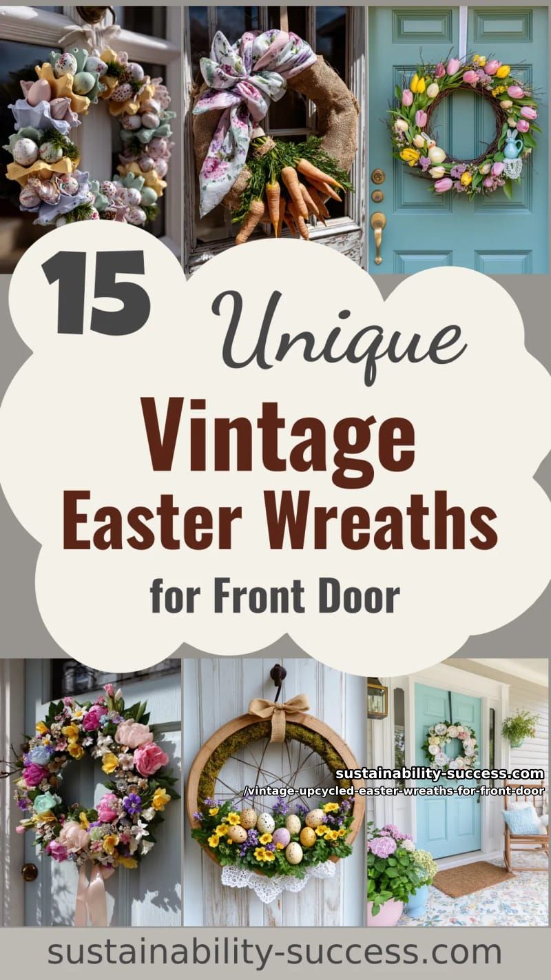 15 Vintage Upcycled Easter Wreaths For Front Door That Feel Cozy, Nostalgic & Fresh 54 vintage upcycled easter wreaths for front door - Collage 53