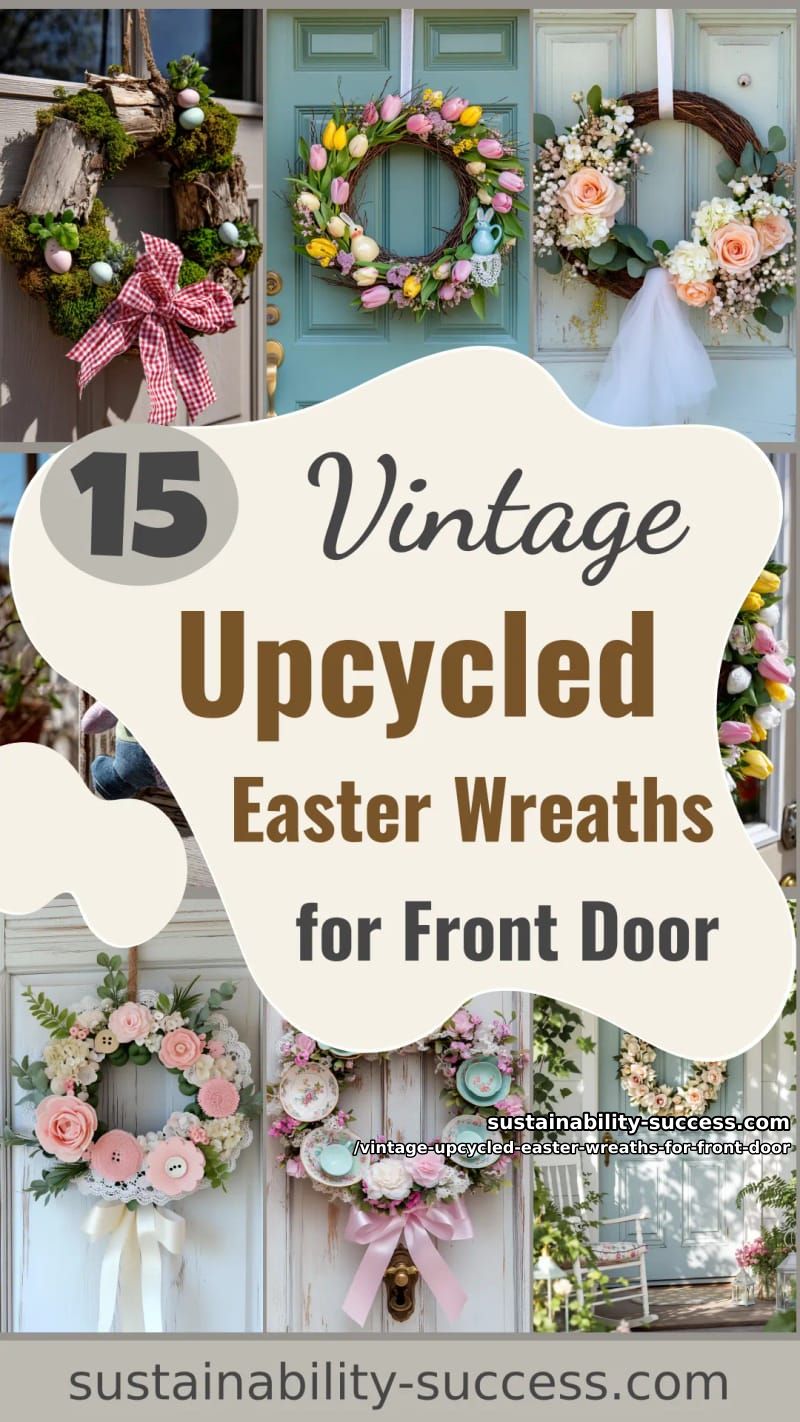 15 Vintage Upcycled Easter Wreaths For Front Door That Feel Cozy, Nostalgic & Fresh 55 vintage upcycled easter wreaths for front door - Collage 54
