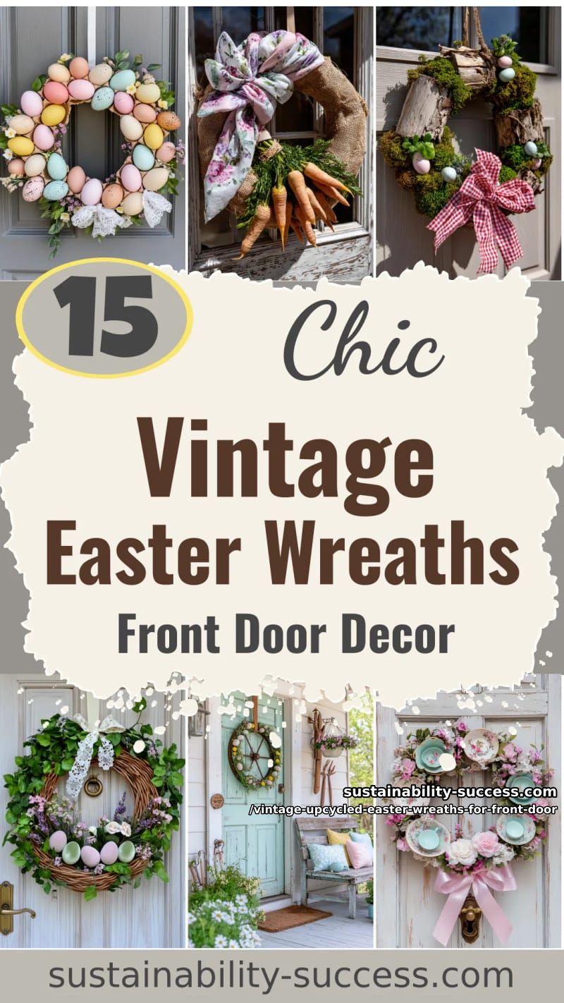 15 Vintage Upcycled Easter Wreaths For Front Door That Feel Cozy, Nostalgic & Fresh 56 vintage upcycled easter wreaths for front door - Collage 55