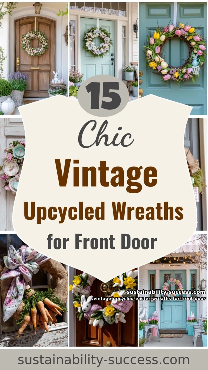 15 Vintage Upcycled Easter Wreaths For Front Door That Feel Cozy, Nostalgic & Fresh 57 vintage upcycled easter wreaths for front door - Collage 56