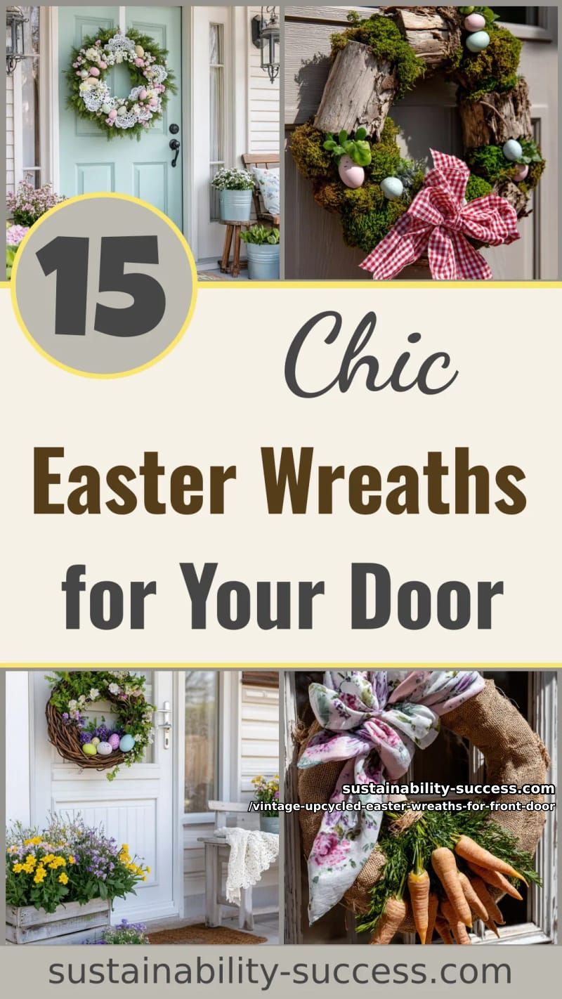 15 Vintage Upcycled Easter Wreaths For Front Door That Feel Cozy, Nostalgic & Fresh 58 vintage upcycled easter wreaths for front door - Collage 57