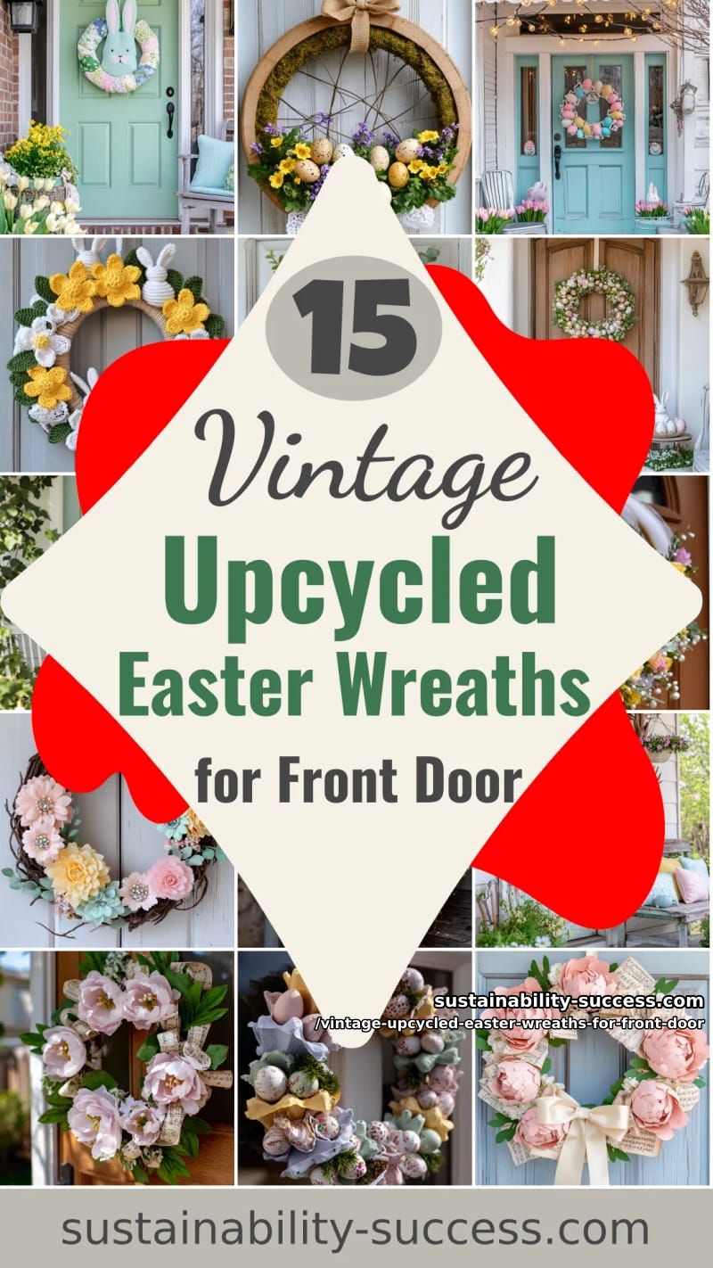 15 Vintage Upcycled Easter Wreaths For Front Door That Feel Cozy, Nostalgic & Fresh 59 vintage upcycled easter wreaths for front door - Collage 58