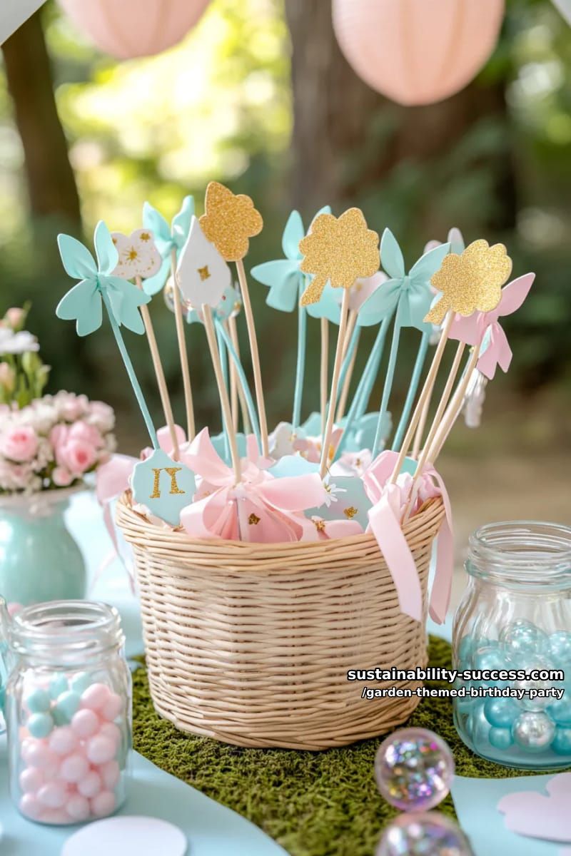 basket of pastel bubble wands with fairy-themed gift tags. 1