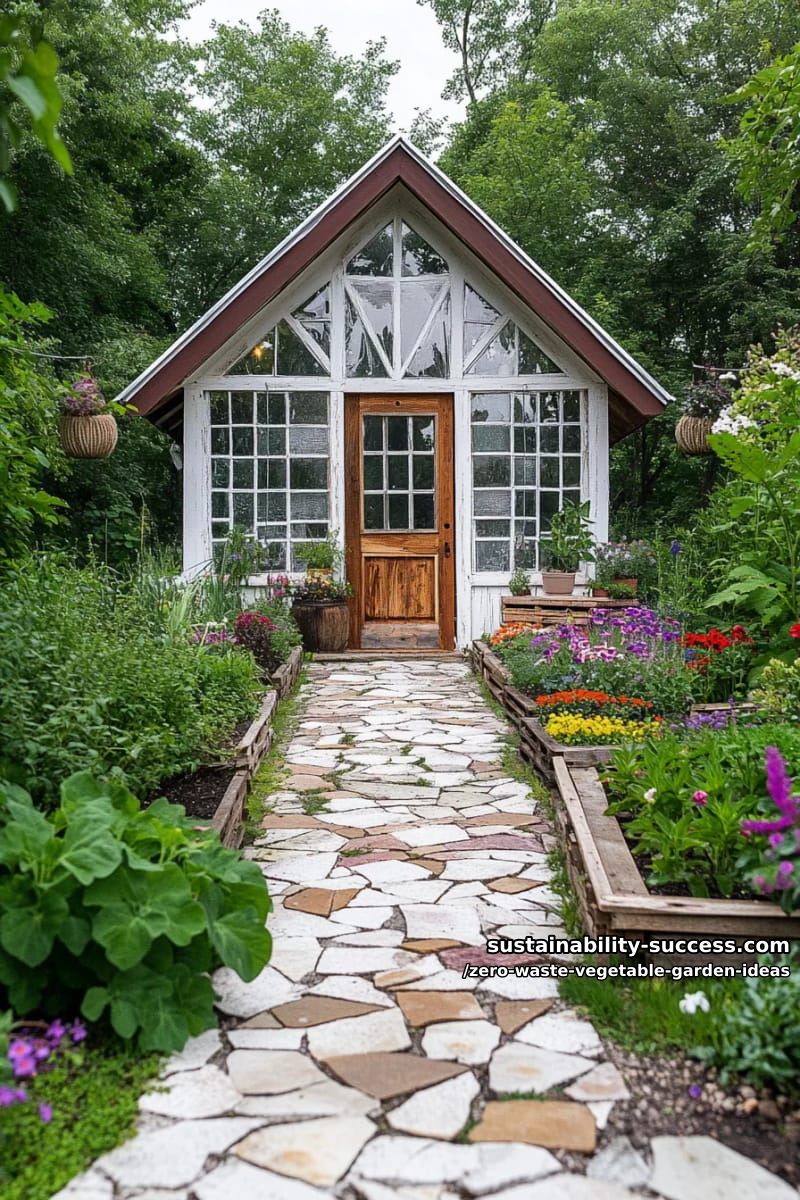 build a greenhouse with old windows and door frames for year-round veggies 1